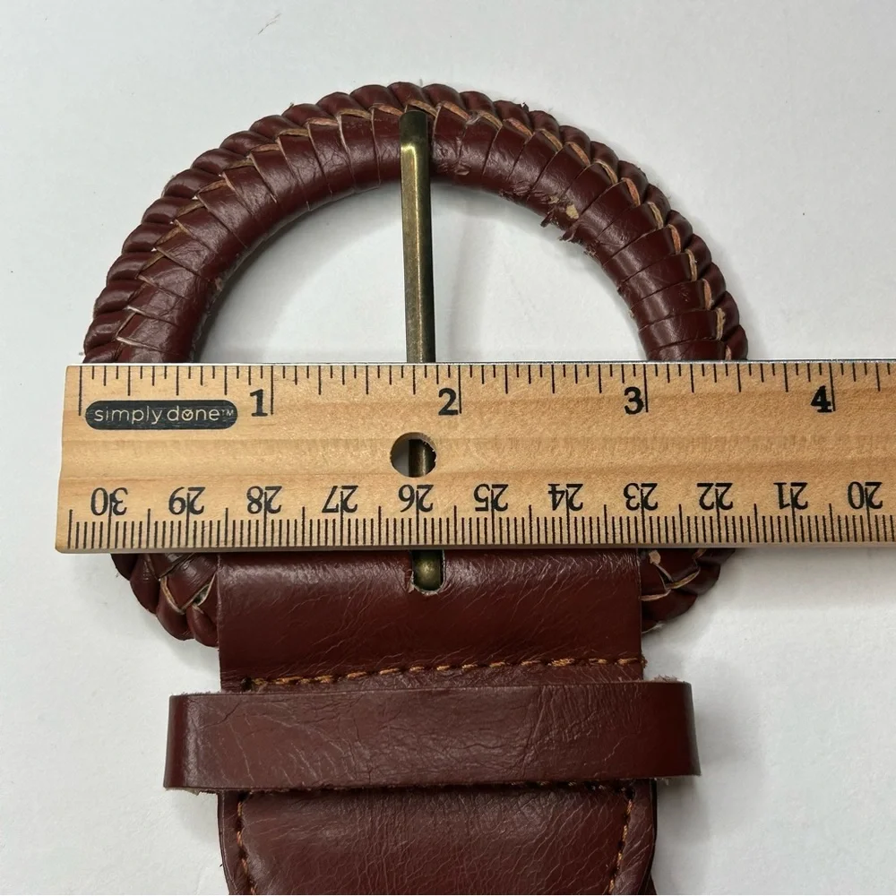Macy's Rich Brown Woven Braided Faux Leather Belt Y2K Western Country Hippie